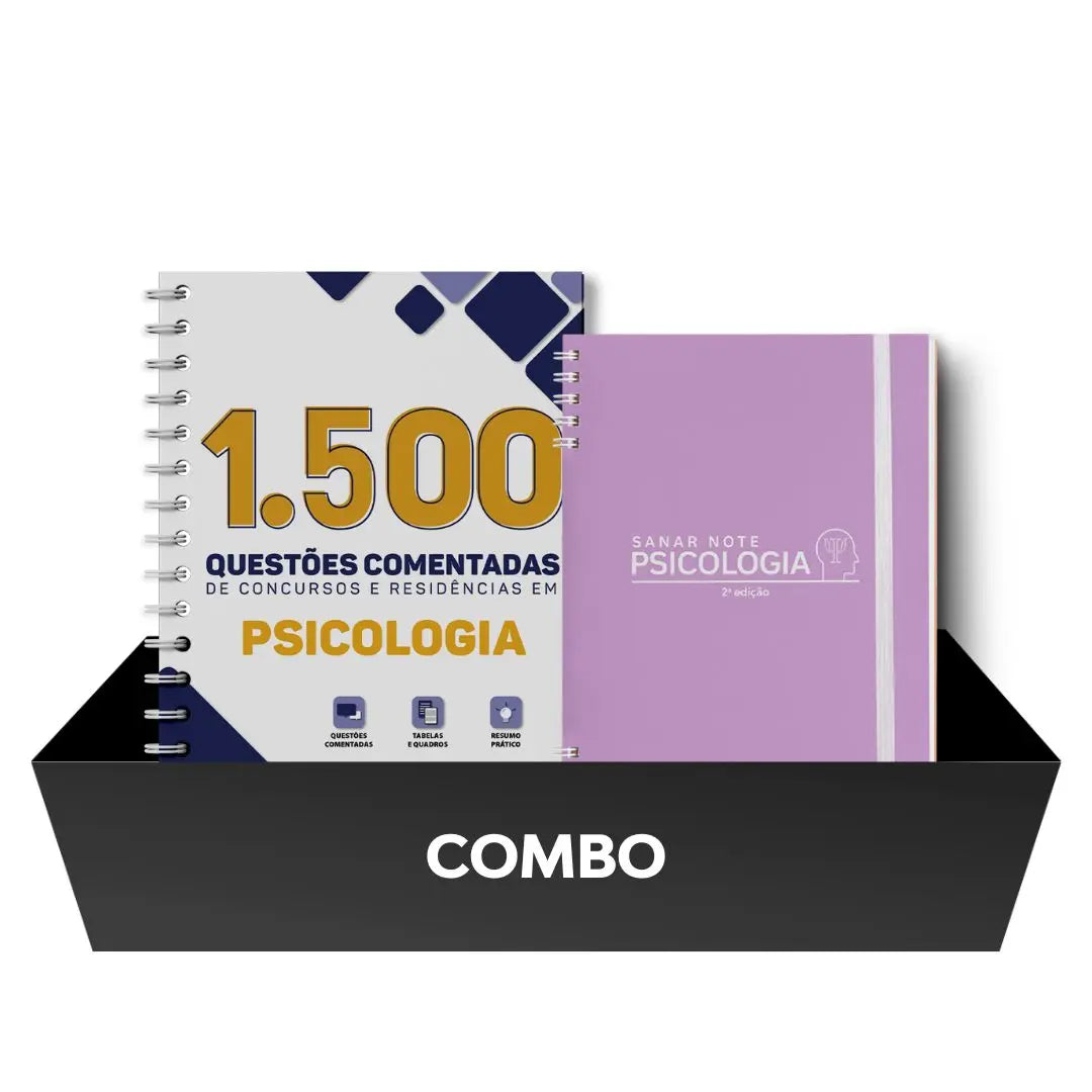 Imagem do livro Combo: 1.500 Questões Comentadas de Concursos e Residências em Psicologia + Sanar Note Psicologia - 2ª edição
