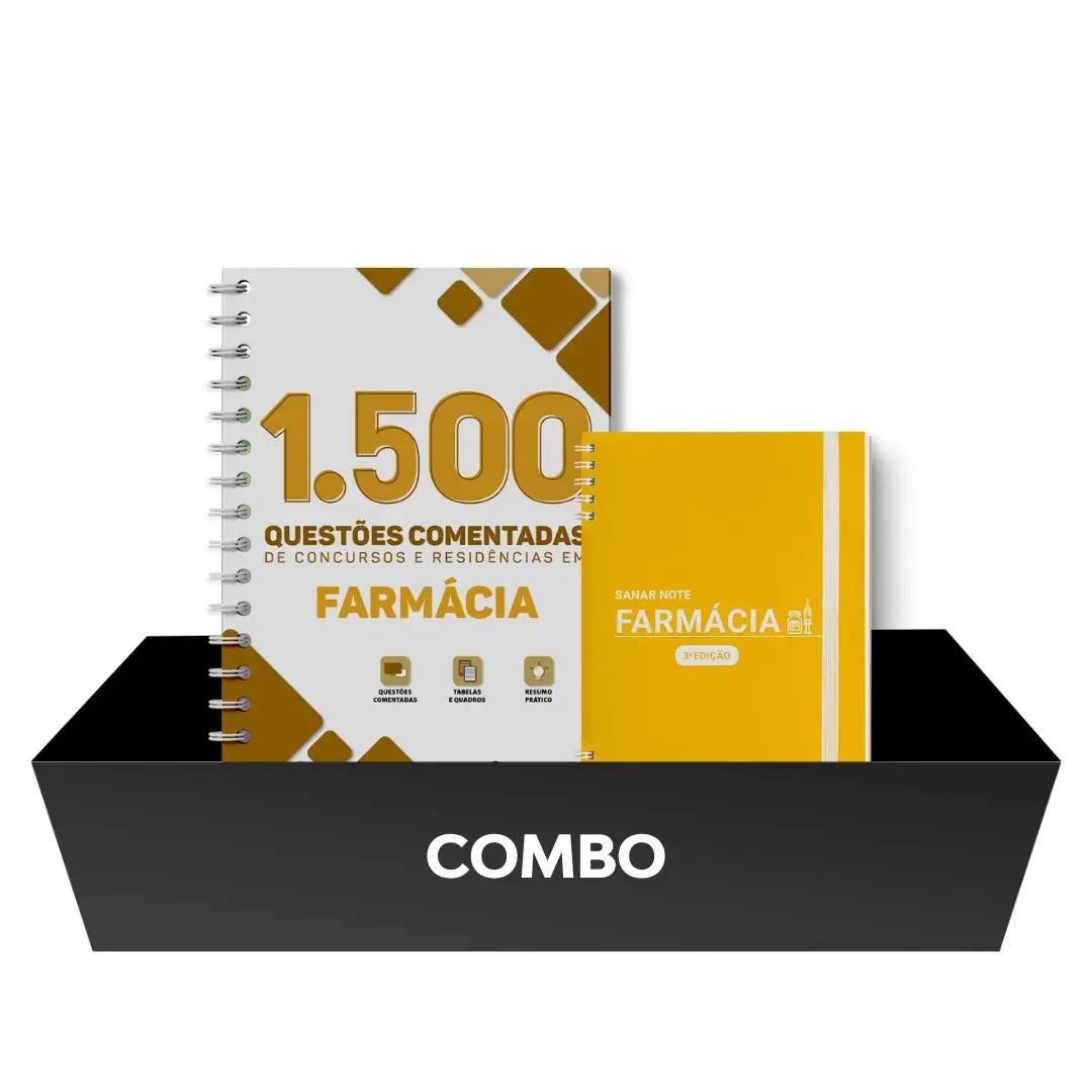 Combo: 1.500 Questões Comentadas de Concursos e Residências em Farmácia + Sanar Note Farmácia 3ª Edição - Livro Técnico Sanar Saúde