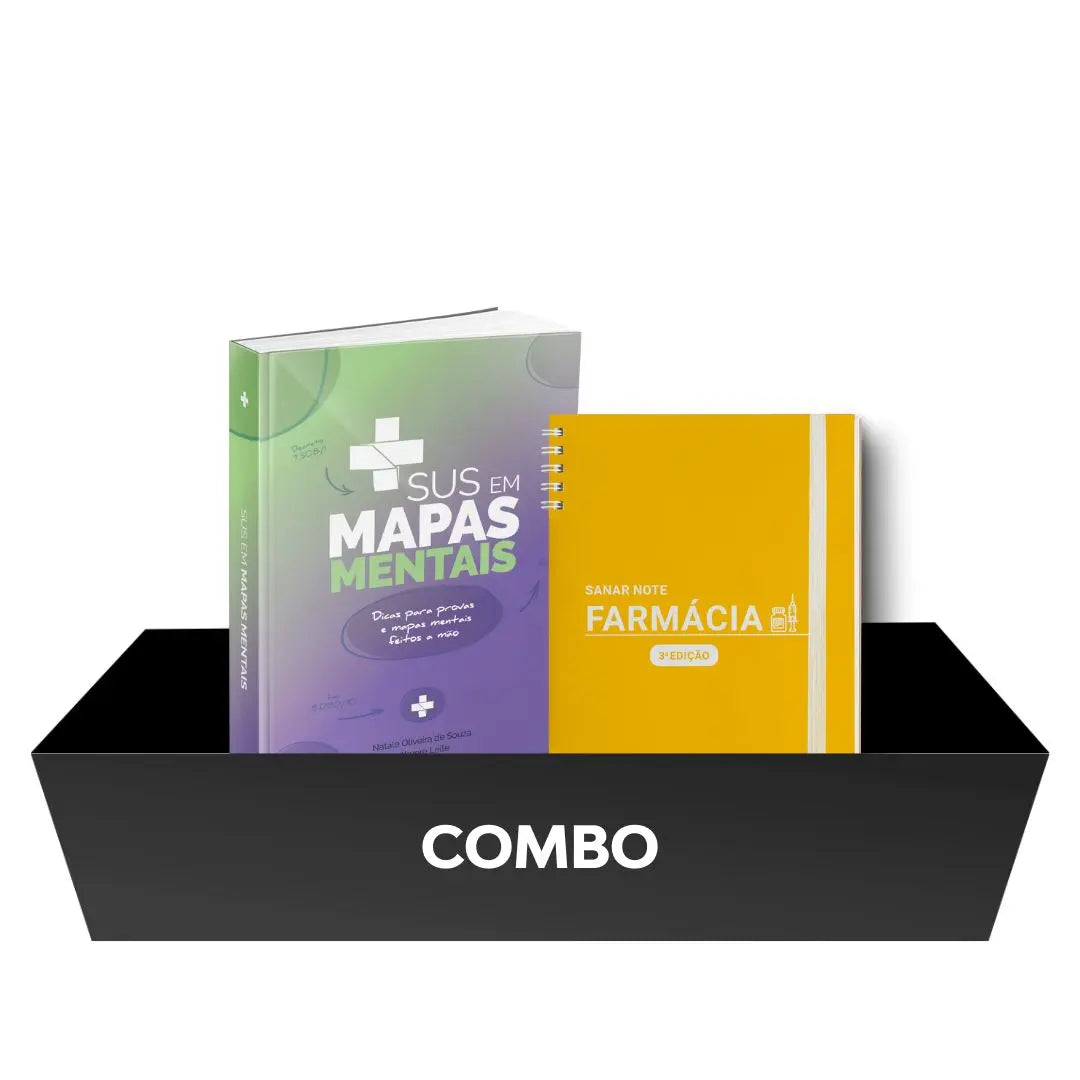 Combo: Sanar Note Farmácia (3ª Edição) + SUS em Mapas Mentais - Livro Técnico Sanar Saúde