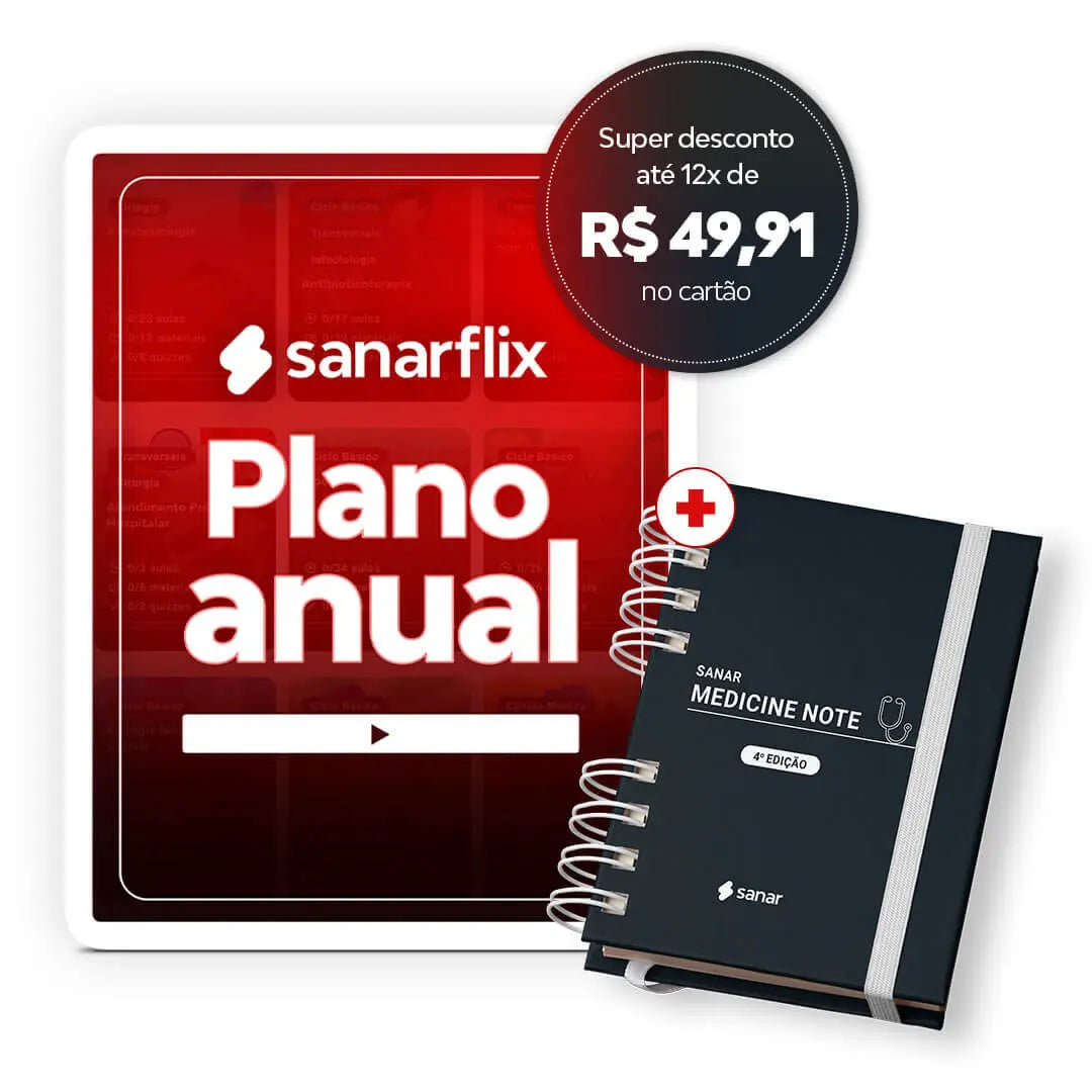 SanarFlix (12 meses de acesso) + Livro Medicine Note 2024 - Livro Técnico Sanar Saúde